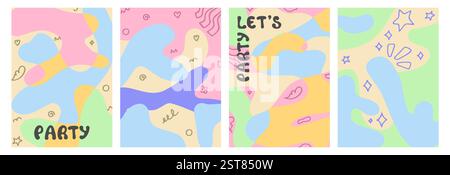 Invitation de fête pastel avec des formes abstraites et des lettres Illustration de Vecteur