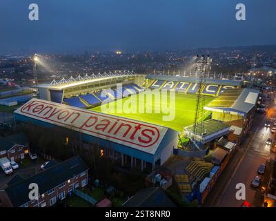 Image aérienne de Boundary Park, stade de l'Oldham Athletic Football Club. 11 février 2025. Banque D'Images