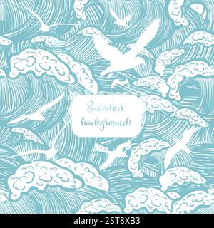 Fond transparent bleu graphique de la mer. Bonjour l'été. Pas ai, illustration vectorielle Illustration de Vecteur