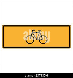 Panneau de signalisation jaune rectangulaire simple avec symbole de bicyclette, indiquant la zone désignée pour le cyclisme Illustration de Vecteur