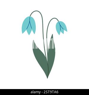 Fleur de goutte de neige dans le style doodle. Fleur en forme de goutte de neige. Illustration de dessin animé vectoriel isolé sur blanc. Style dessin animé. Illustration vectorielle dessinée à la main. Illustration de Vecteur