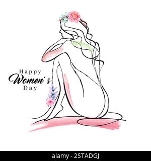 Vecteur de journée internationale des femmes, vecteur de journée des femmes heureuses, vecteur d'aquarelle de journée des femmes Illustration de Vecteur