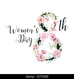 Vecteur de journée internationale des femmes, vecteur de journée des femmes heureuses, vecteur d'aquarelle de journée des femmes Illustration de Vecteur