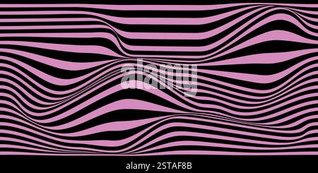 Bannière illusion optique abstraite en couleurs rose et noire Illustration de Vecteur