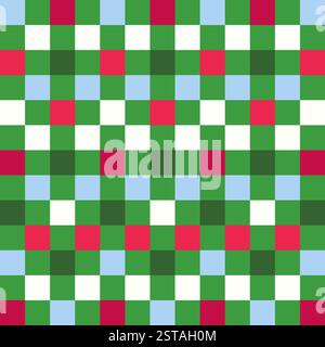 Motif quadrillé sans couture vibrant pour Noël, Noël et bonne année. Les carrés aux couleurs festives créent un design vectoriel géométrique. Idéal pour Illustration de Vecteur