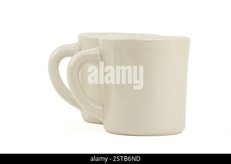 Tasses à café isolées sur fond blanc Banque D'Images