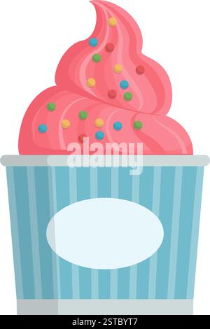 Délicieuse crème glacée crémeuse à saveur de fraise dans une tasse, isolée Illustration de Vecteur