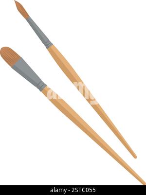 Ensemble de pinceaux pour la peinture à l'aquarelle, isolé sur fond blanc Illustration de Vecteur