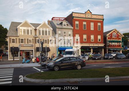 Les bâtiments historiques de Thames Street à Newport, Rhode Island, États-Unis Banque D'Images
