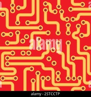 Texture sans couture - carte de circuit imprimé rouge Banque D'Images