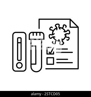 Icône de ligne de test et de diagnostic de virus. Elément isolé par vecteur. Contour modifiable. Illustration de Vecteur