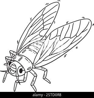 Insecte Cicada animal isolé Coloring page Illustration de Vecteur
