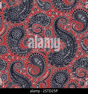 Motif sans couture Monohcrome avec motifs Paisley Illustration de Vecteur