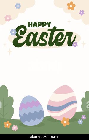Joyeuses Pâques affiche de chasse aux œufs bannière verticale Illustration de Vecteur