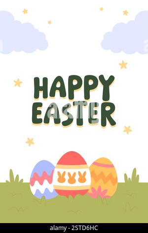 Joyeuses Pâques affiche de chasse aux œufs bannière verticale Illustration de Vecteur