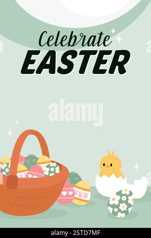 Joyeuses Pâques affiche de chasse aux œufs bannière verticale Illustration de Vecteur