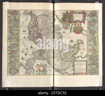 Le troisième volume de la Géographie fait partie de la Collection topographique du roi BL, qui présente des cartes et des vues géographiques du XVIe au XIXe siècle. Le volume présente des œuvres cartographiques historiques, en se concentrant sur les régions européennes. Banque D'Images