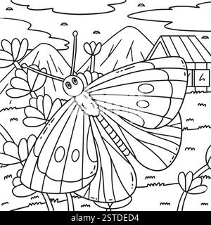 Coloriage Butterfly blanc chou insecte Illustration de Vecteur