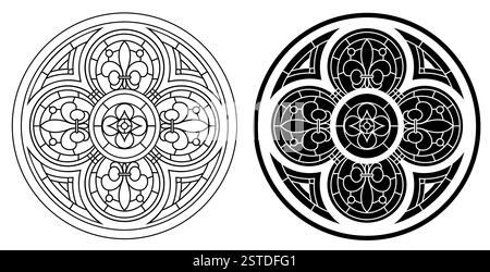 Vitrail gothique pour fenêtre ronde Illustration de Vecteur