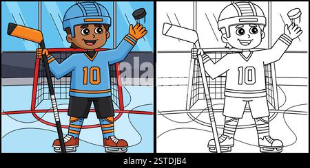 Illustration de la page à colorier du joueur de hockey sur glace Illustration de Vecteur