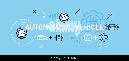 Véhicule autonome conceptuel technologie moderne transport électrique automobile futur système de robot de machine intelligente ai intelligence artificielle Illustration de Vecteur