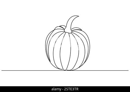 Dessin continu d'une ligne de citrouille et style minimaliste isolent l'illustration vectorielle de contour Illustration de Vecteur