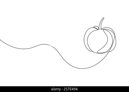 Dessin continu d'une ligne de citrouille et style minimaliste isolent l'illustration vectorielle de contour Illustration de Vecteur