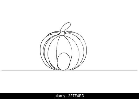 Dessin continu d'une ligne de citrouille et style minimaliste isolent l'illustration vectorielle de contour Illustration de Vecteur