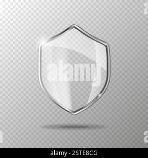 Ensemble de paravents en verre. Concept de bouclier de protection. Icône de badge de sécurité. Protection de bannière de confidentialité. Étiquette de sécurité. Illustration de Vecteur