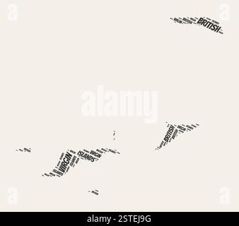 Nuage de mots des îles Vierges britanniques. Pays avec division de régions. Texte typographique des îles Vierges britanniques nuages de conception d'image vectorielle. Illustration de Vecteur