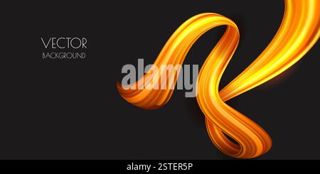 Ruban doré de mouvement sur fond noir. Illustration tendance abstraite 3d de vecteur. Élément de conception de décoration brillant de luxe pour bannière, présentation, pos Illustration de Vecteur