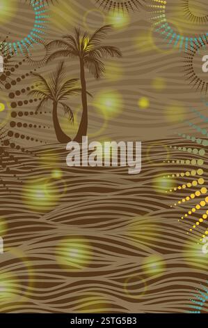 Fond abstrait brun avec des palmiers. Dessin à la main. Pas ai, illustration vectorielle. Illustration de Vecteur