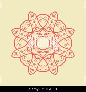 Motif Mandala rouge imprimé Banque D'Images