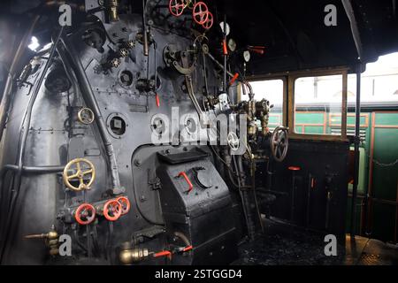 Locomotive à vapeur. 120-0201. (Sharp & Steward., Grande-Bretagne, 1877). Espagne. Détail de la chaudière. Musée du chemin de fer, Madrid. Espagne. Banque D'Images