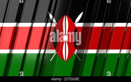 Kenya - drapeau géométrique à rayures - illustration 3D. Banque D'Images