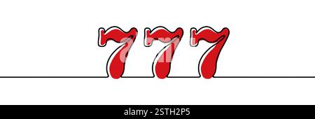 Lucky Three Sevens. Design du casino. Dessin continu sur une ligne. Illustration de Vecteur