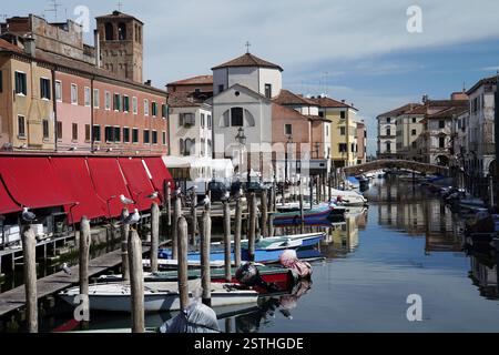 Vena canal, ville portuaire, lagune de Venise, Chioggia, Vénétie, Italie, Europe Banque D'Images