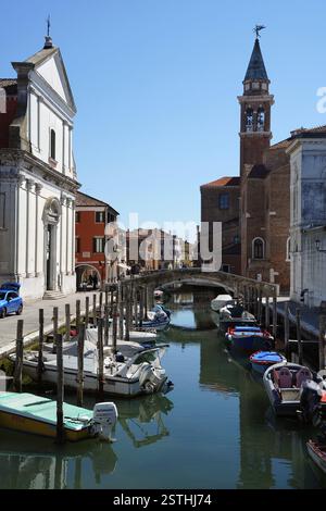Vena canal, ville portuaire, lagune de Venise, Chioggia, Vénétie, Italie, Europe Banque D'Images