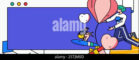 Joyeuse Saint-Valentin concept de vecteur de caractère plat illustration dessinée à la main Illustration de Vecteur