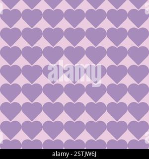 Motif sans couture de grille de coeurs audacieux. Illustration vectorielle de coeurs répétitifs de filet mignon. Couleurs de mardi gras rose violet printemps. Géométrie Imprimer pour tissu Illustration de Vecteur