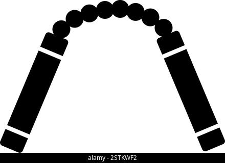 Icône vectorielle de nunchaku, une arme traditionnelle d'arts martiaux pour l'autodéfense. Illustration de Vecteur