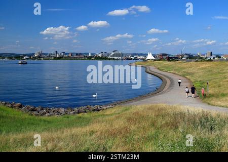 Depuis le barrage de la baie de Cardiff, Cardiff, Pays de Galles, Royaume-Uni. Banque D'Images