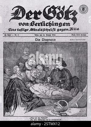 Parodie de la leçon d'anatomie du Dr Tulp (peinture de Rembrandt), caricaturant les politiciens contemporains à Vienne. Publié en 1924. Banque D'Images