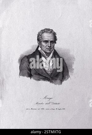 Gaspard Monge (1746-1818), comte de Peluse. Gravure en pointillés par L.F. couché, vers 1830. Gaspard Monge, comte de Péluse était un mathématicien français, communément présenté comme l'inventeur de la géométrie descriptive, du dessin technique, et le père de la géométrie différentielle. Banque D'Images