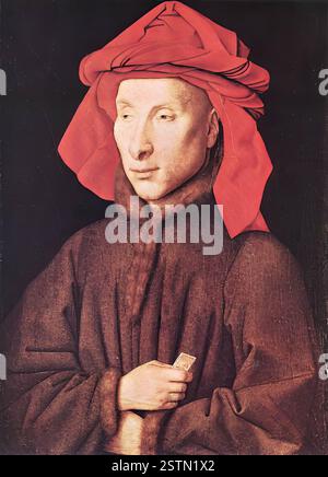 EYCK, Jan van (né avant 1395, Maaseik, mort avant 1441, Bruges) Portrait de Giovanni Arnolfini c. 1435 huile sur bois, 29 x 20 cm Staatliche Museen, Berlin la datation exacte du tableau est débattue. Cependant, il a été exécuté à peu près en même temps que le célèbre portrait de mariage à la National Gallery de Londres. --- mots-clés : ------------- Auteur : EYCK, Jan van titre : Portrait de Giovanni Arnolfini chronologie : 1401-1450 École : flamande forme : peinture type : Portrait Banque D'Images