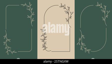 Ensemble de fleurs vectorielles dessinées à la main, feuilles tropicales, plante, fleur sauvage, rose. eucalyptus. branches. Collection de vecteur d'élément de silhouette botanique. A Illustration de Vecteur