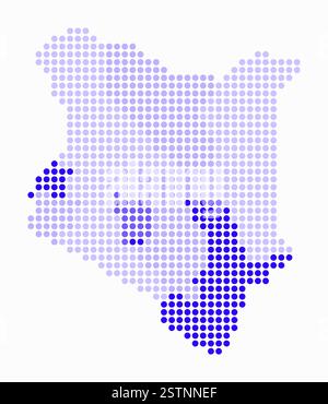 Carte en pointillés du Kenya. Carte de style numérique du pays sur fond blanc. Forme du Kenya avec des points circulaires. Style de points colorés. Cercles de grande taille. Illustration de Vecteur