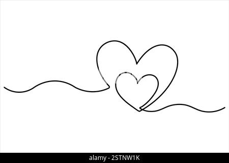 Dessin de deux coeurs de symbole de coeur isolé sur fond blanc illustration vectorielle de contour Illustration de Vecteur