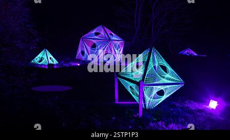 Mainau, Allemagne - 27 décembre 2023 : un jardin de Noël - événement de Noël avec de belles créations lumineuses et illuminations sur l'île de Mainau Banque D'Images