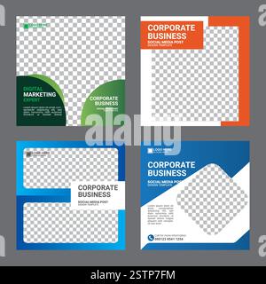 Modern Digital Marketing Agency social Media Post Template Set Illustration de Vecteur